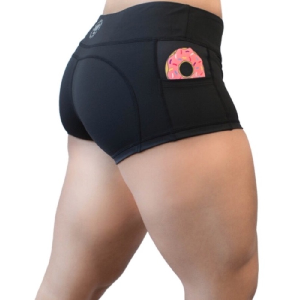 Feed me fight me donut pocket shorts.